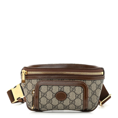 Gucci GG Supreme Monogram Textured Calfskin Retro Interlocking G Belt Bag Beige Ebony Brown Sugar 1 of 11