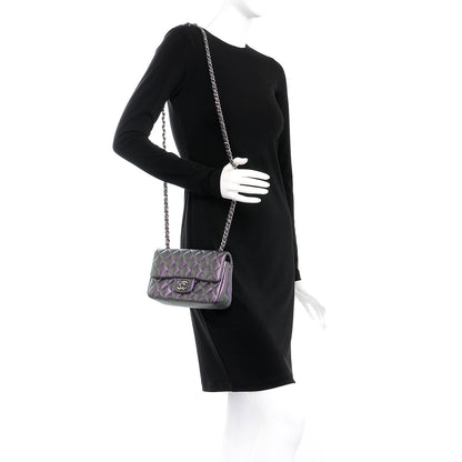 Chanel Metallic Lambskin Quilted Mini Rectangular Flap Purple 2 of 12