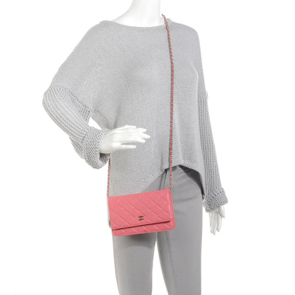 Chanel Lambskin Wallet On Chain WOC Pink 2 of 9