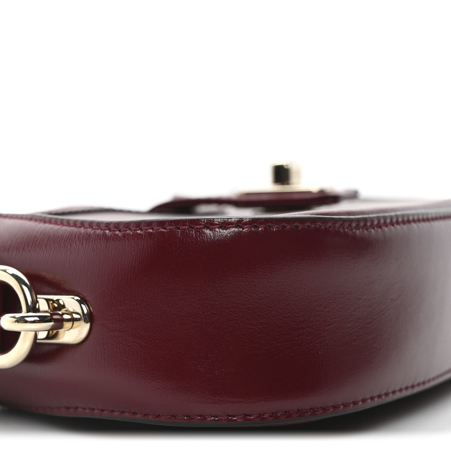 Gucci Calfskin Mini Moon Side Shoulder Bag Rosso Ancora 9 of 10