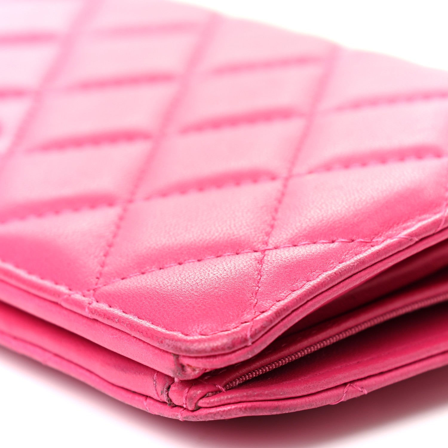 Chanel Lambskin Quilted Yen Wallet Fuchsia 9 of 13