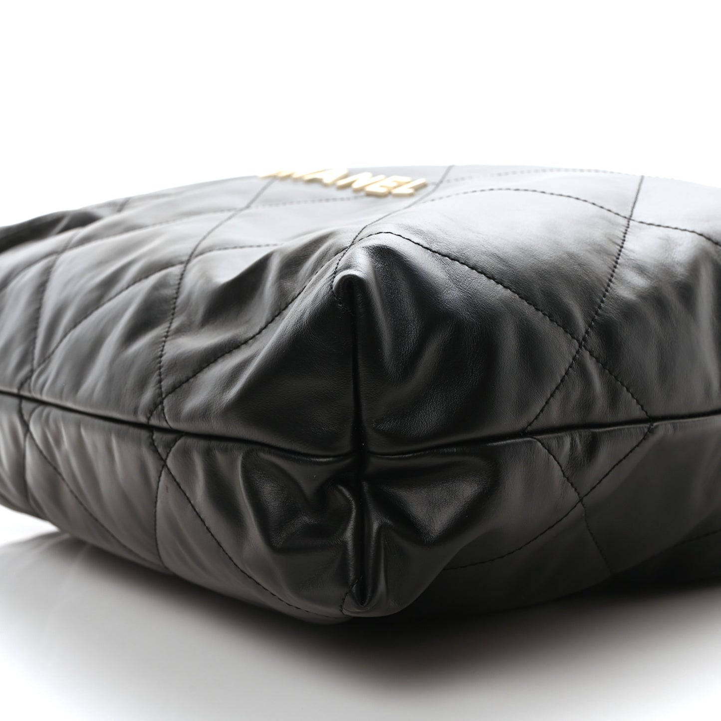 Calfskin Quilted Large Chanel 22 Black White