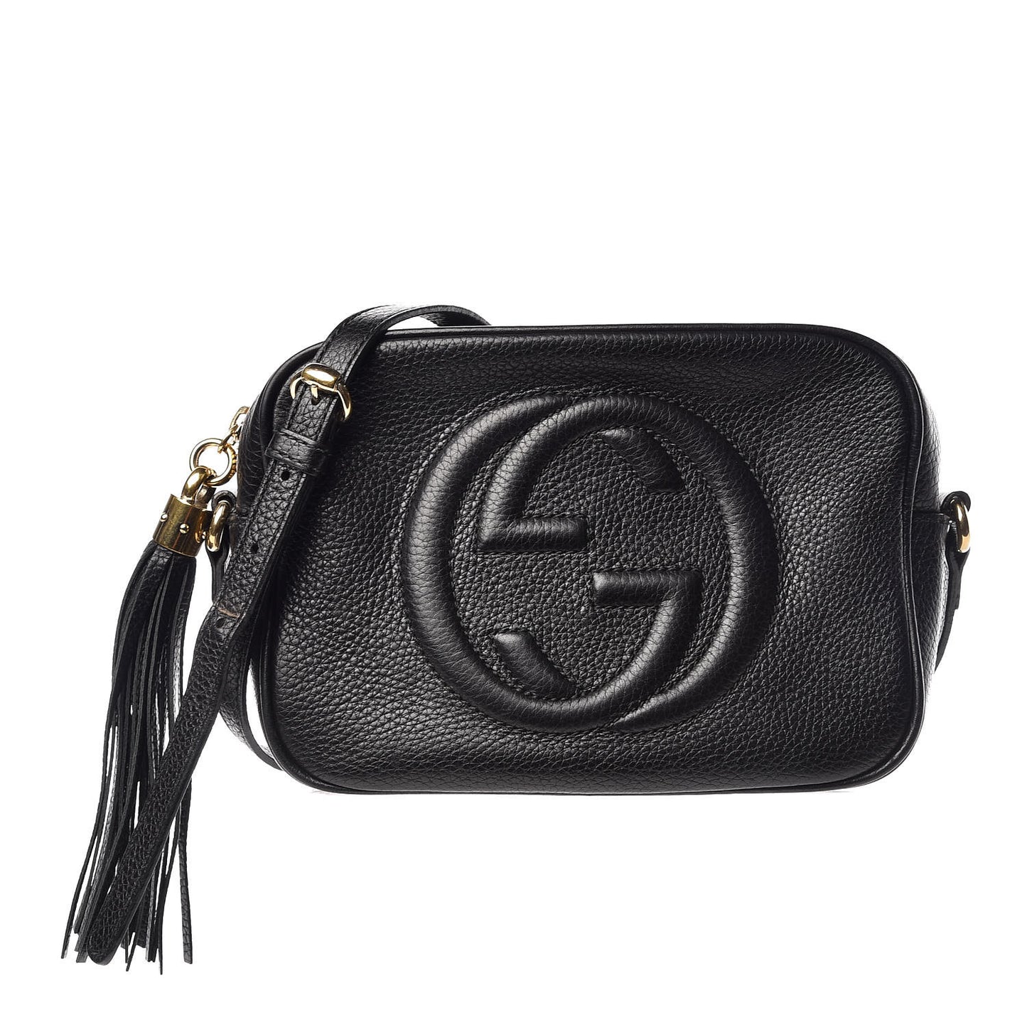 Pebbled Calfskin Small Soho Disco Bag Black