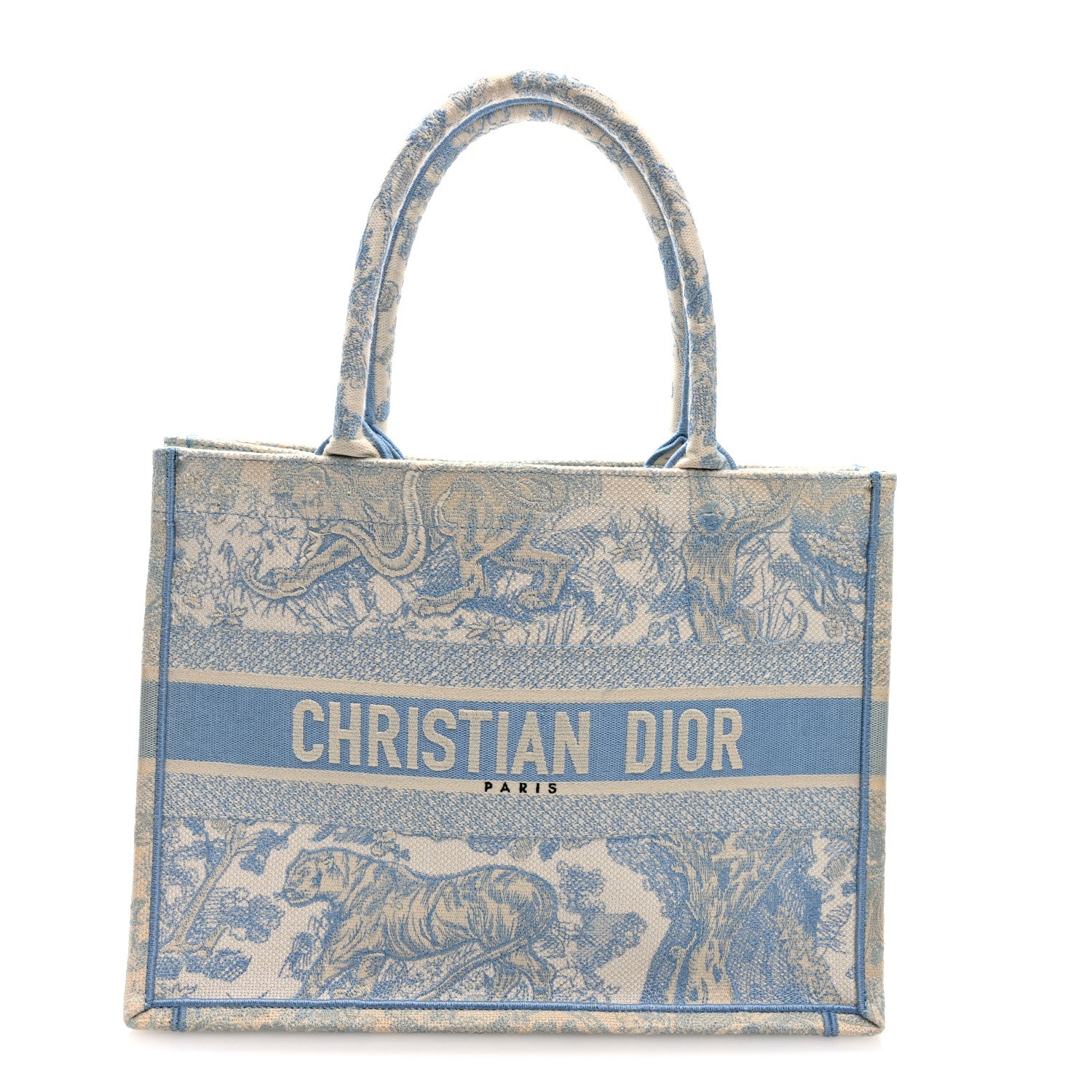 Christian Dior Canvas Embroidered Medium Dioriviera Toile De Jouy Book Tote Light Blue 1 of 9