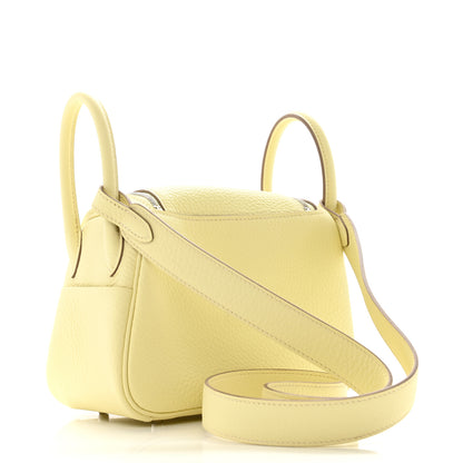 Hermes Taurillon Clemence Verso Mini Lindy 20 Jaune Milton Mushroom 3 of 10
