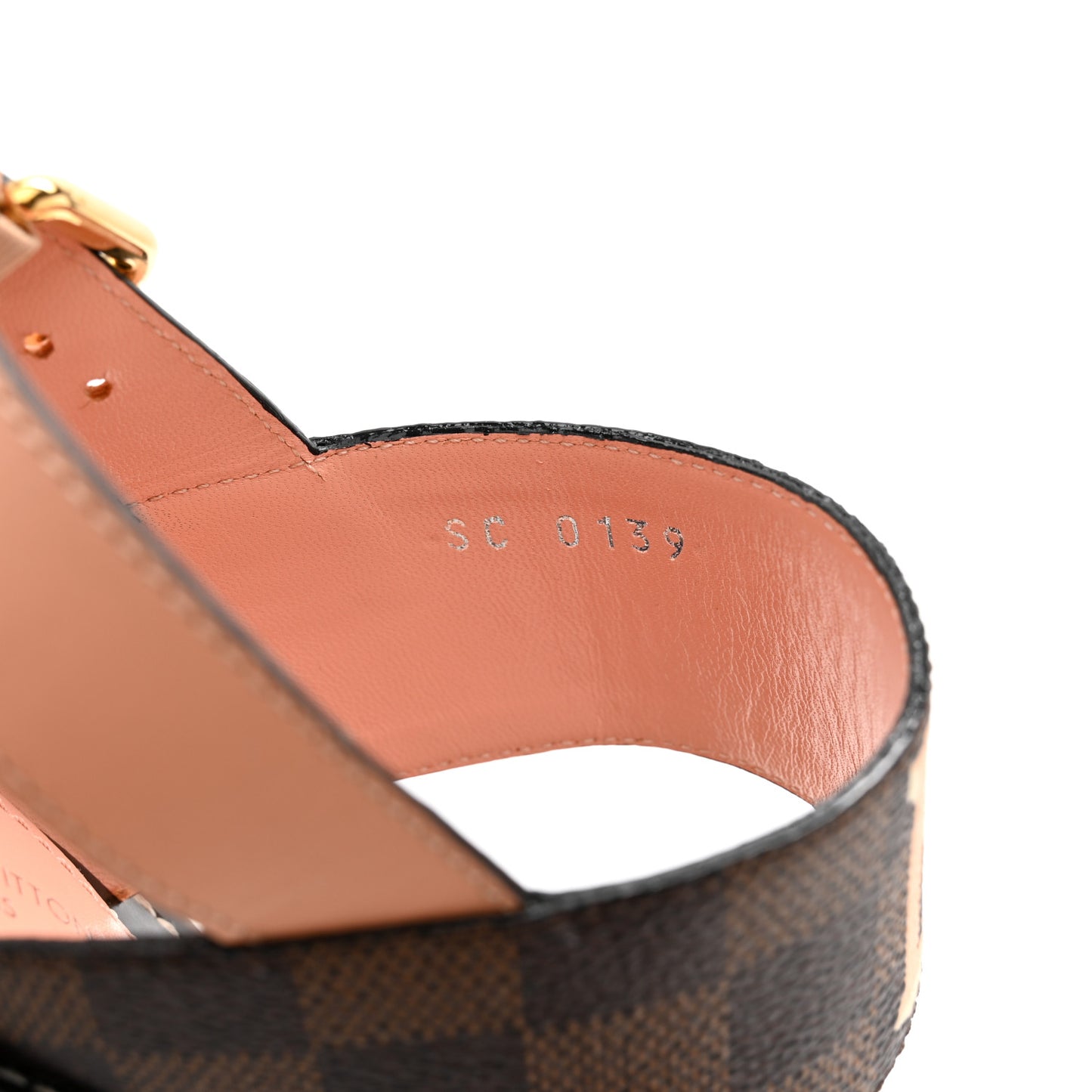 Calfskin Damier Ebene Passenger Heeled Sandals 38.5 Venus Pink