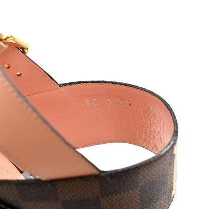 Louis Vuitton Calfskin Damier Ebene Passenger Heeled Sandals 38.5 Venus Pink 8 of 9