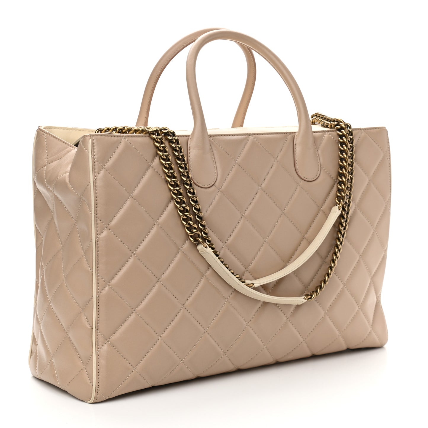 Calfskin Quilted Tote Beige