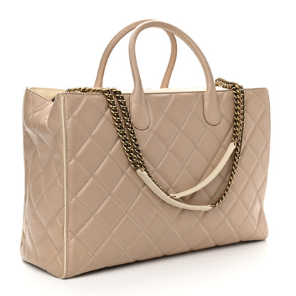 Chanel Calfskin Quilted Tote Beige 3 of 12