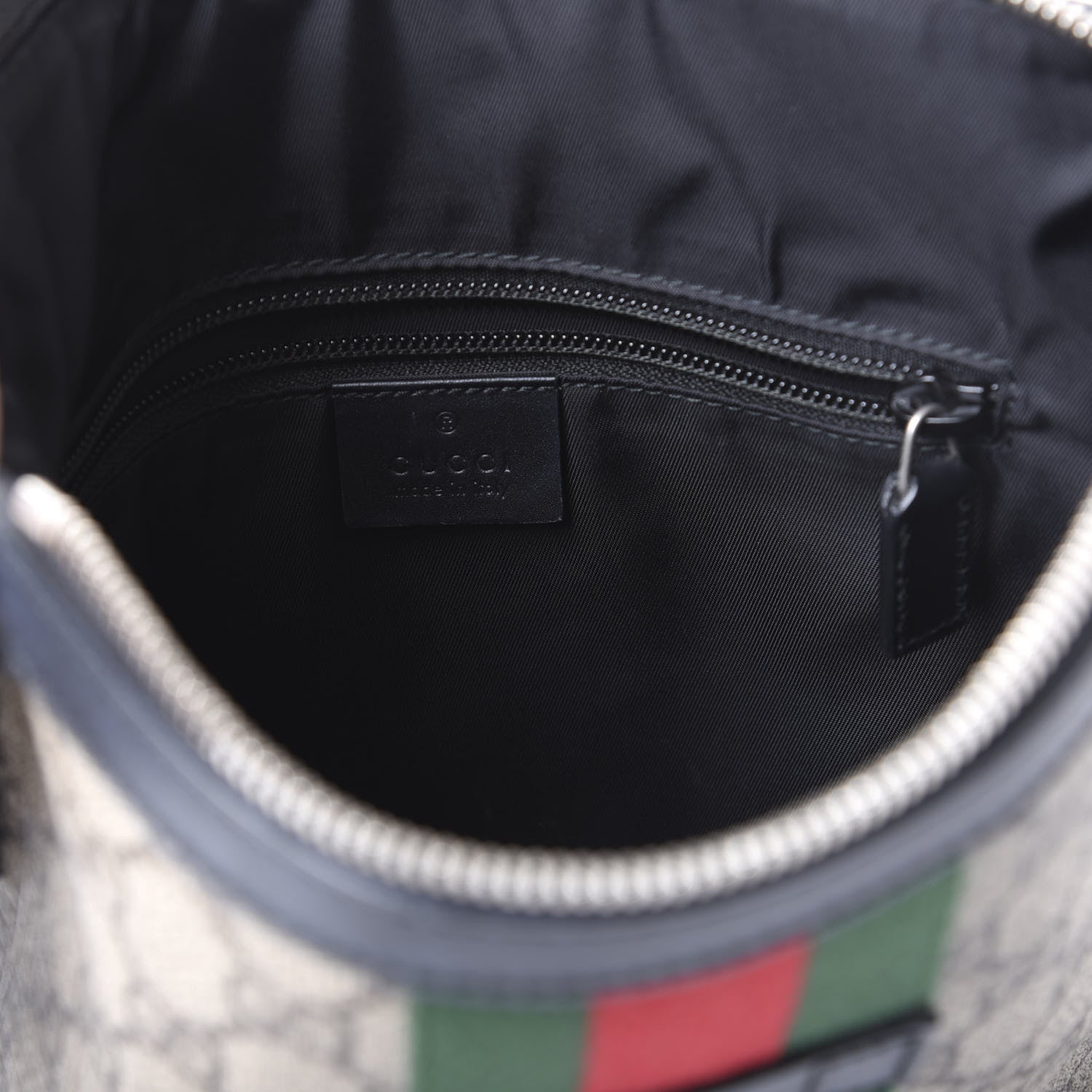 Gucci GG Supreme Monogram Web Messenger Bag Black 7 of 9