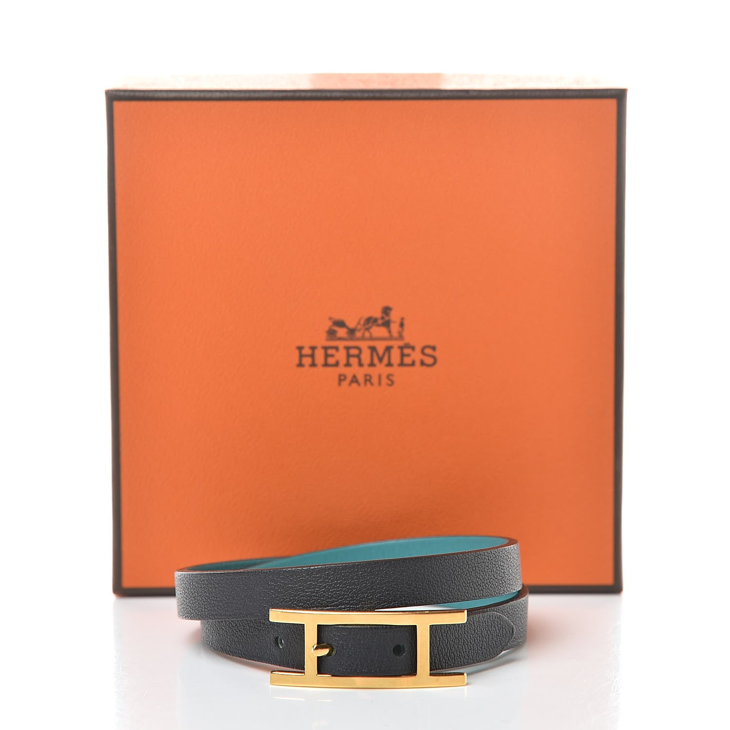 Hermes Chamonix Behapi Double Tour Bracelet Bleu Nuit Bleu Paon 8 of 8
