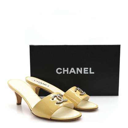 Chanel Patent Calfskin CC Mules 38.5 Beige 10 of 10