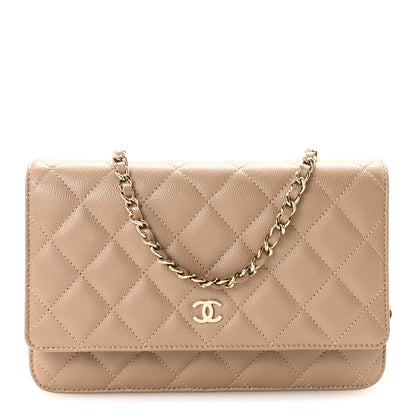 Chanel Caviar Quilted Wallet on Chain WOC Beige 1 of 12