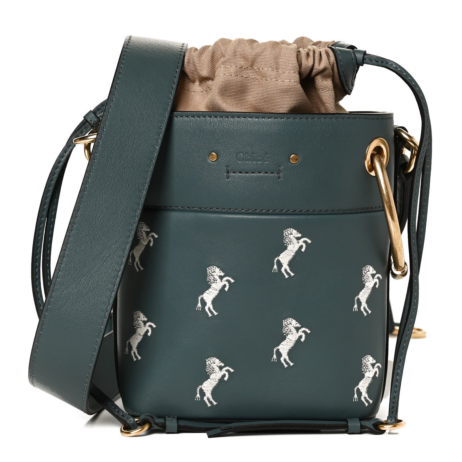 Chloe Smooth Calfskin Little Horses Embroidered Mini Roy Bucket Bag Cloudy Blue 1 of 13