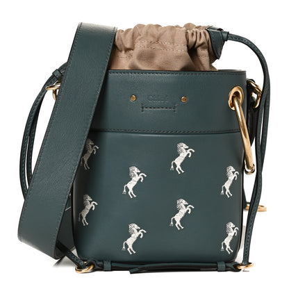Chloe Smooth Calfskin Little Horses Embroidered Mini Roy Bucket Bag Cloudy Blue 1 of 13