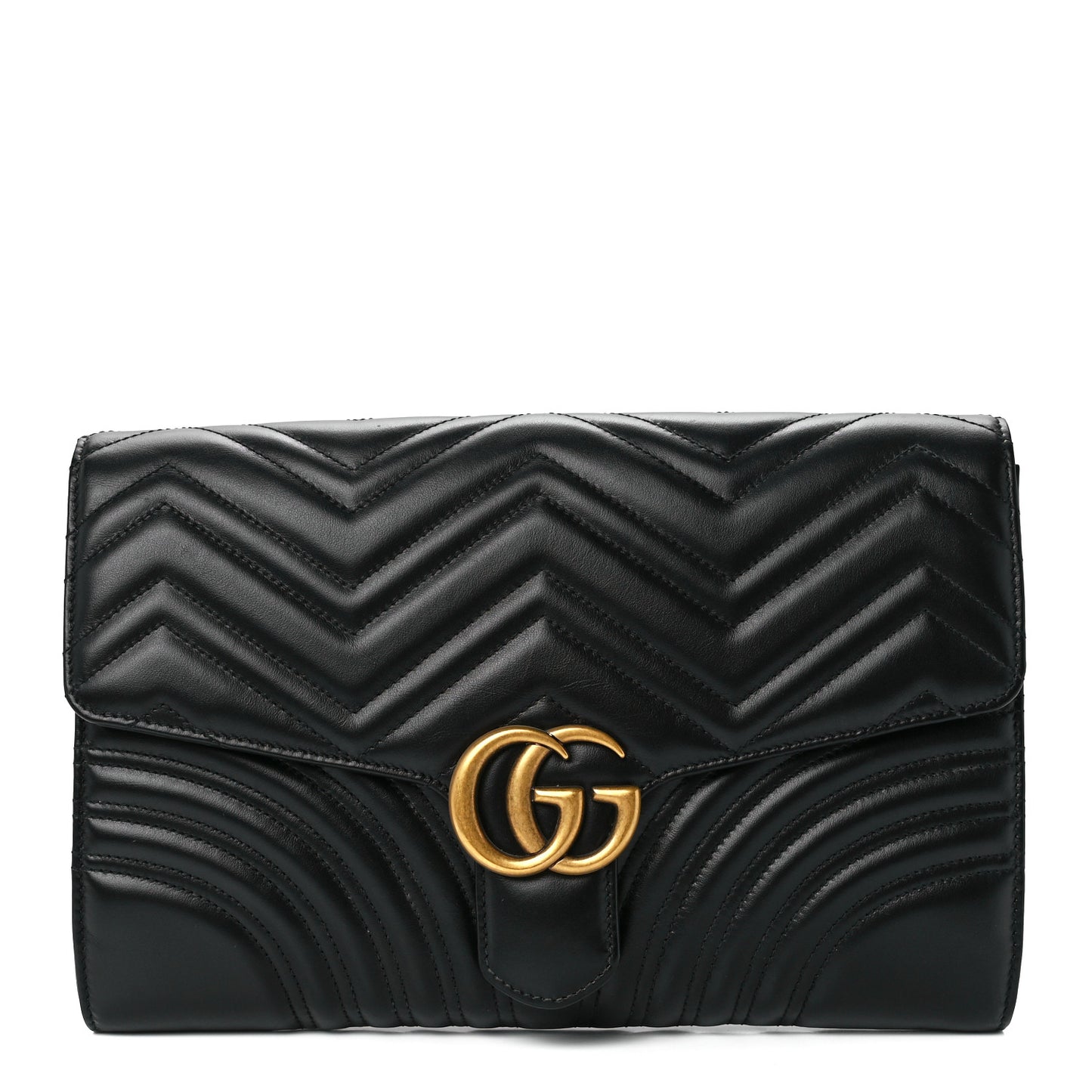Calfskin Matelasse GG Marmont Clutch Black