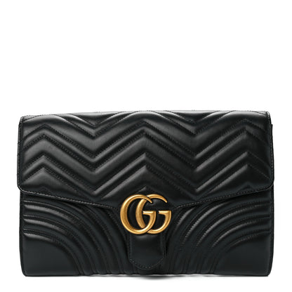 Gucci Calfskin Matelasse GG Marmont Clutch Black 1 of 12