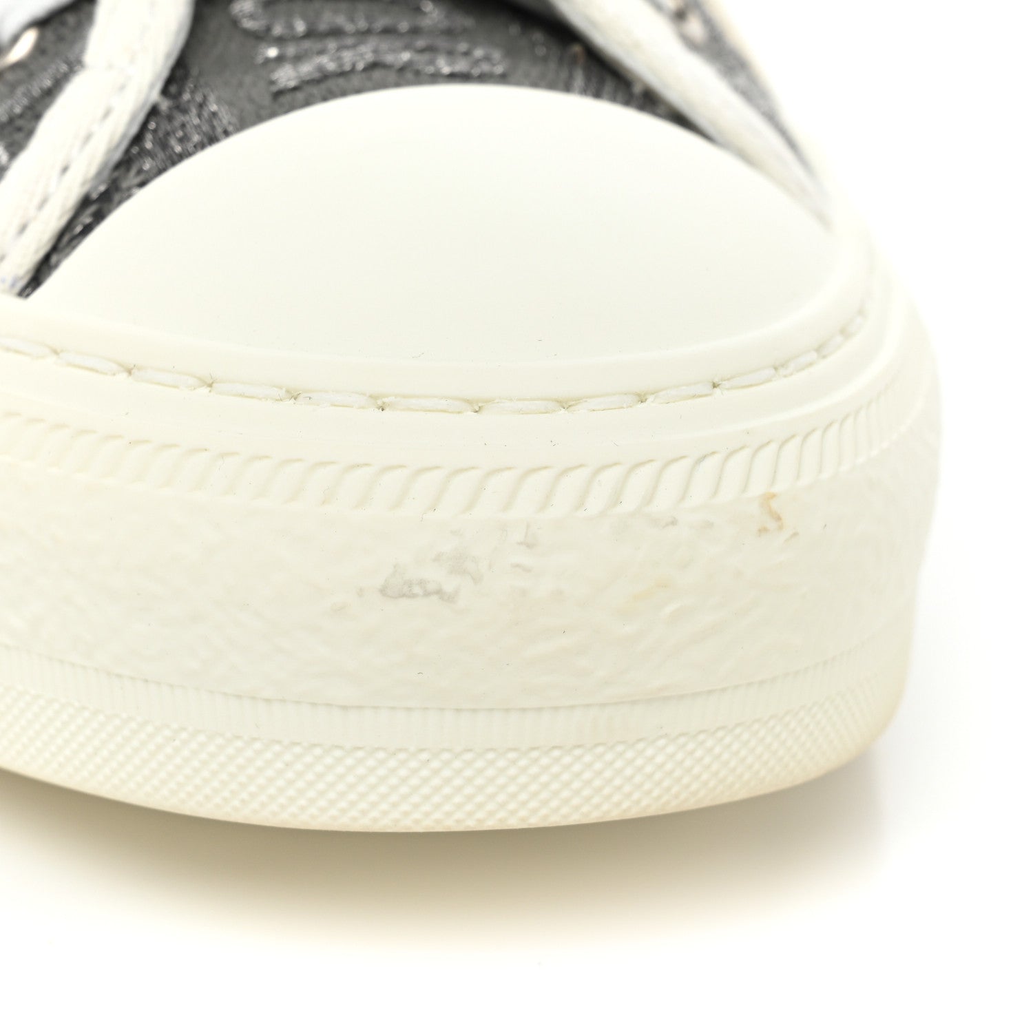 Christian Dior Laminated Canvas Cannage Embroidered Womens Walk'N'Dior Low Top Sneakers 37.5 Metal Grey 10 of 11