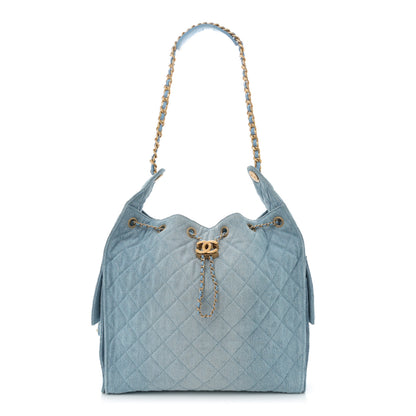Chanel Washed Denim Quilted Medium Chanel 25 Handbag Blue 1 of 11