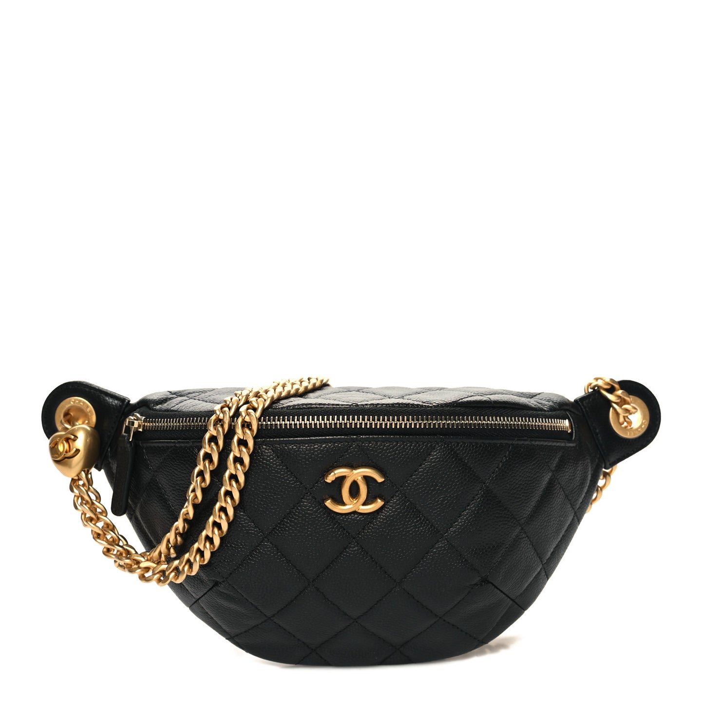 Caviar Quilted Sweetheart Belt Bag Black