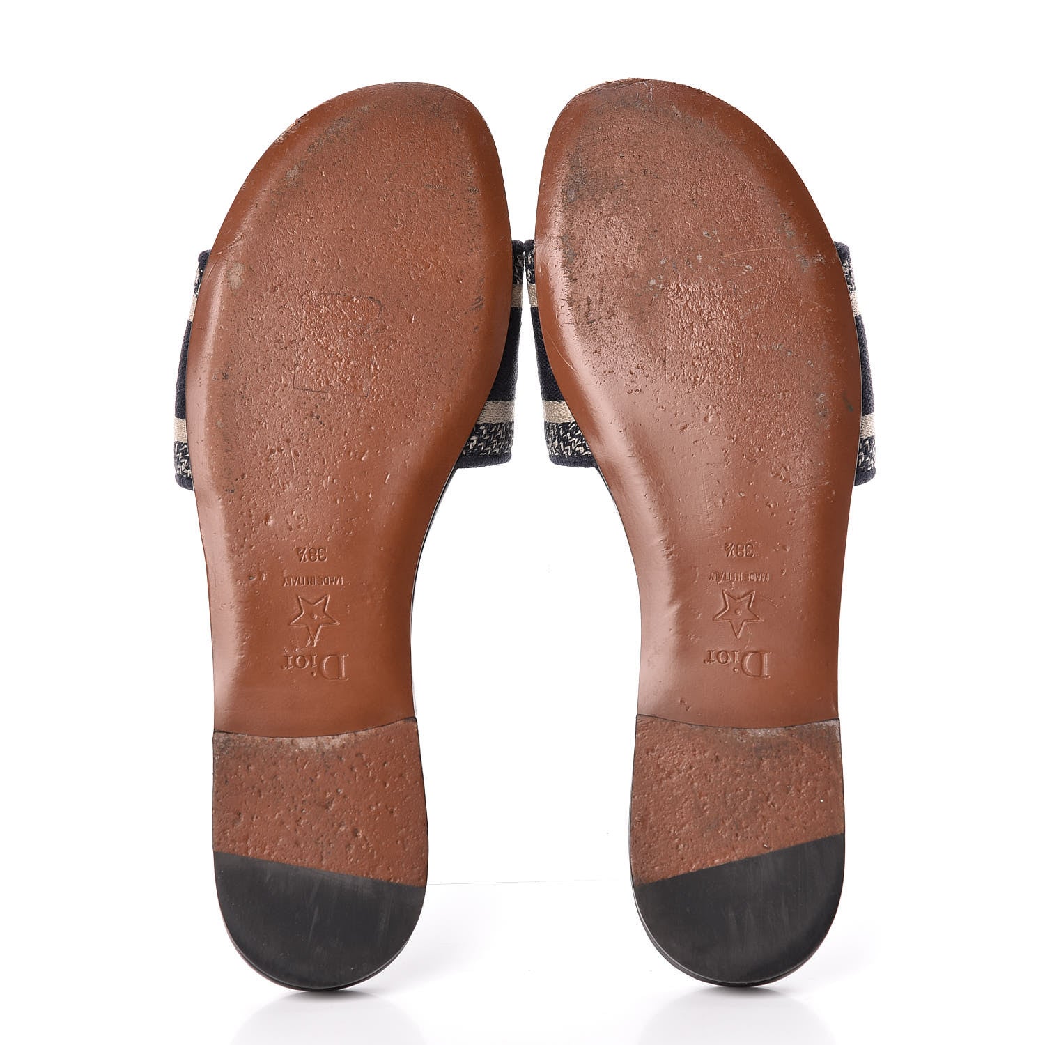 Christian Dior Canvas Embroidered Dway Mules Slide Sandals 38.5 Deep Blue 5 of 12