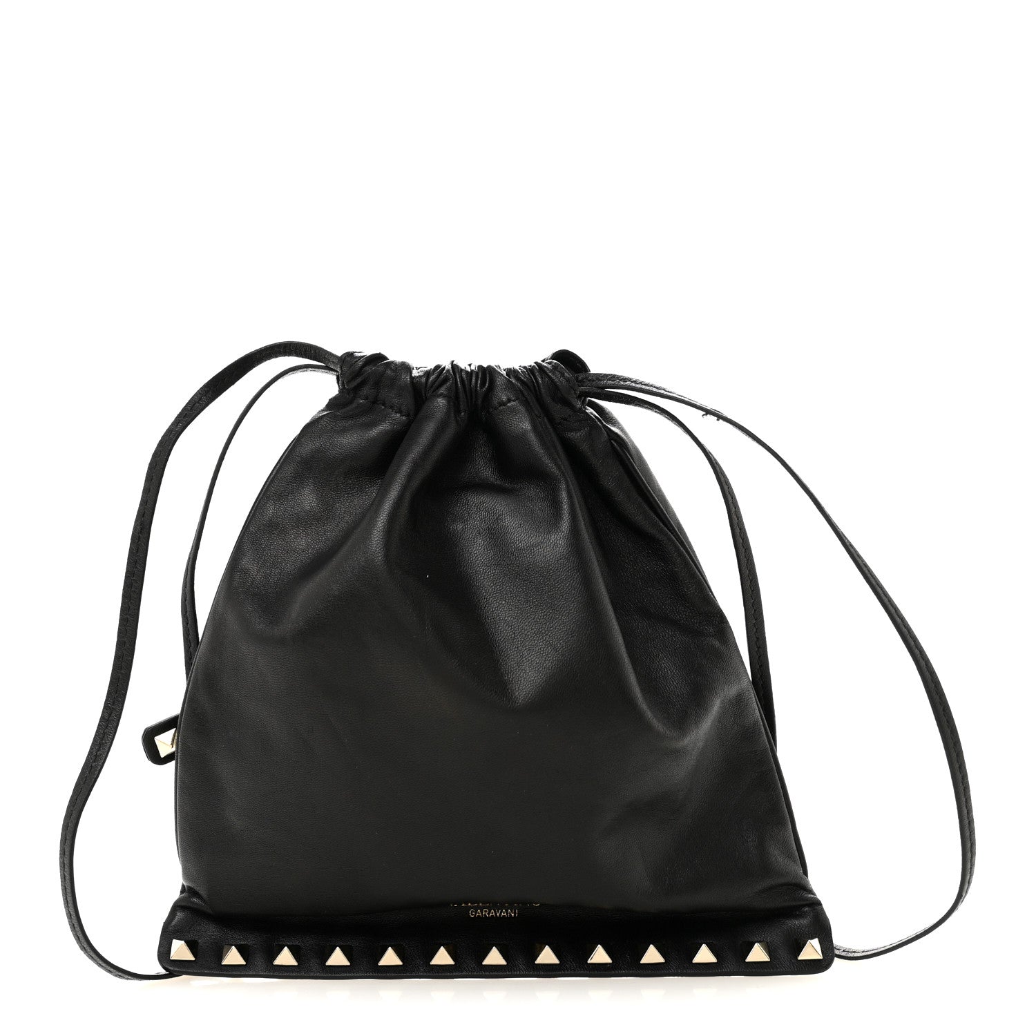 Valentino Garavani Calfskin Rockstud Drawstring Pouch Black 1 of 10