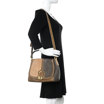 Fendi Calfskin Colorblock Anna Shoulder Bag Brown 2 of 9