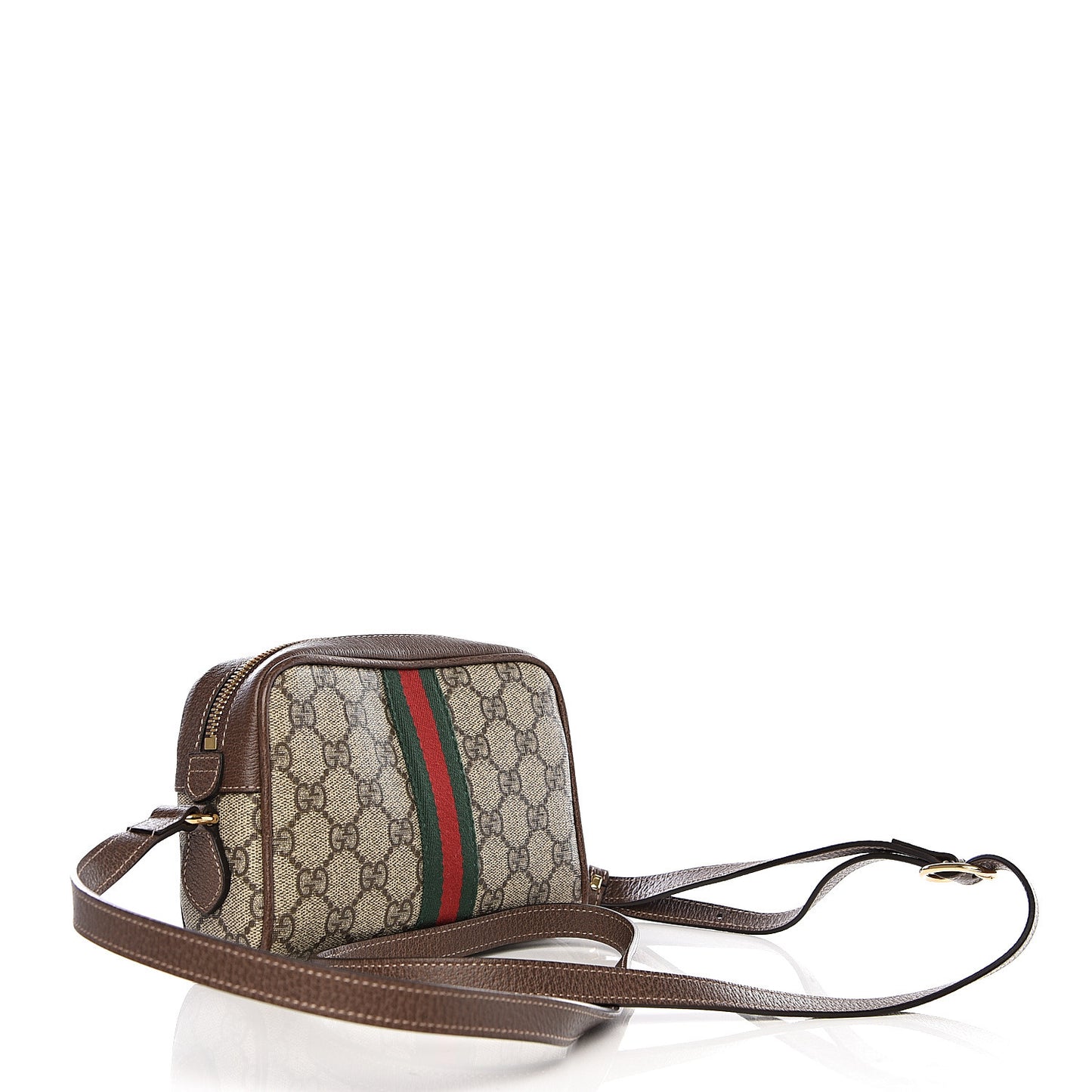 GG Supreme Monogram Web Mini Ophidia Shoulder Bag Brown