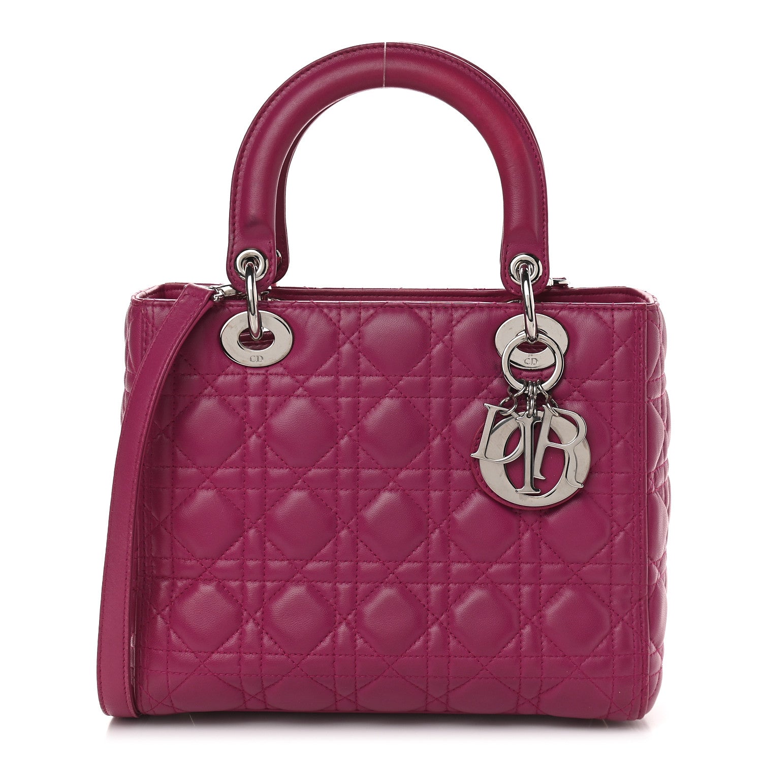Christian Dior Lambskin Cannage Medium Lady Dior Fuchsia 1 of 10