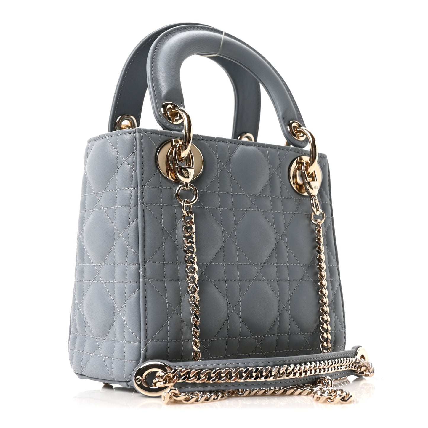 Lambskin Cannage Mini Lady Dior Cloud Blue