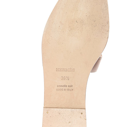 Hermes Box Calfskin Oran Sandals 36.5 Gold 7 of 10