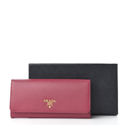 Prada Saffiano Metal Continental Flap Wallet Peonia 10 of 10