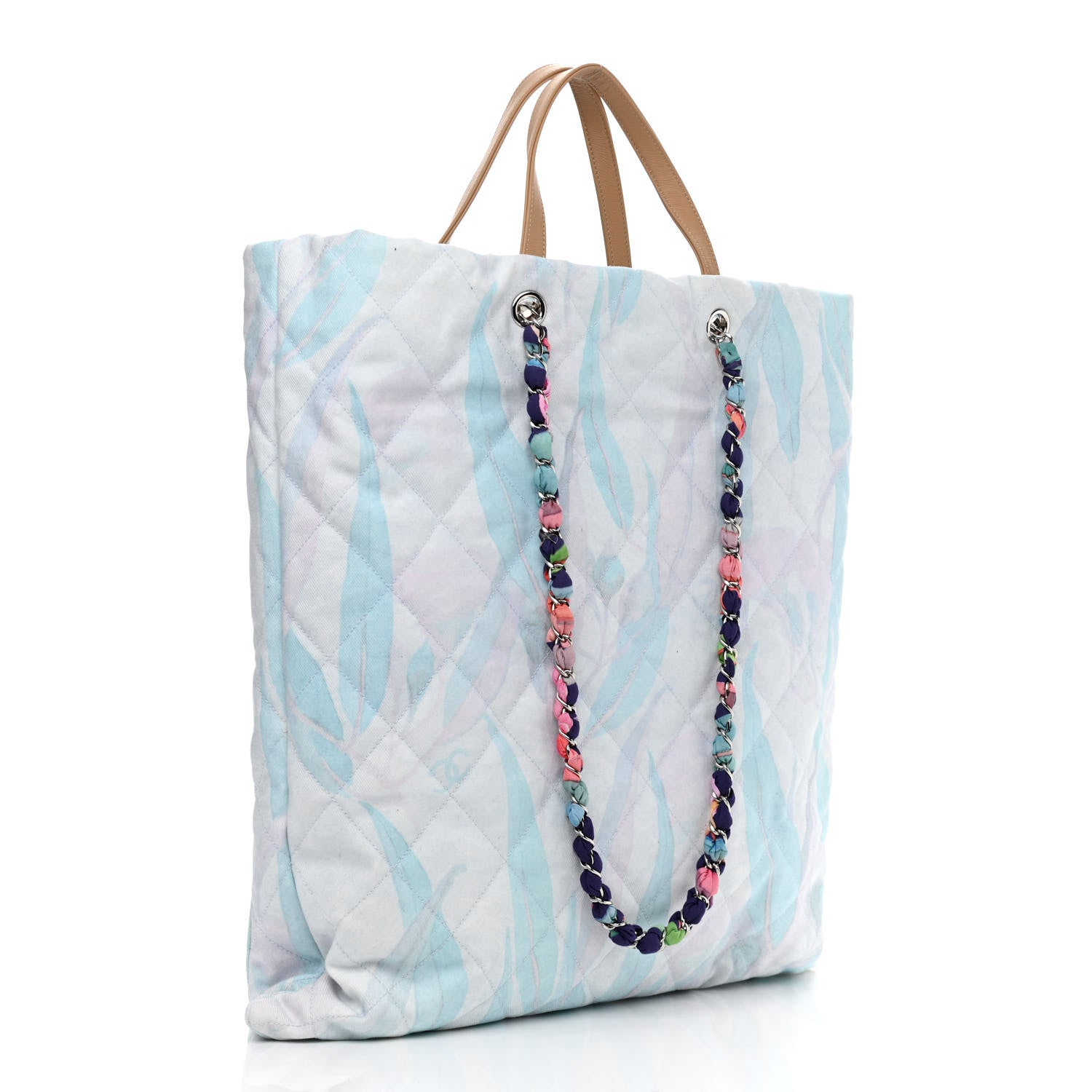 Chanel Canvas Quilted Jungle Jeans Tote White Multicolor 2 of 9