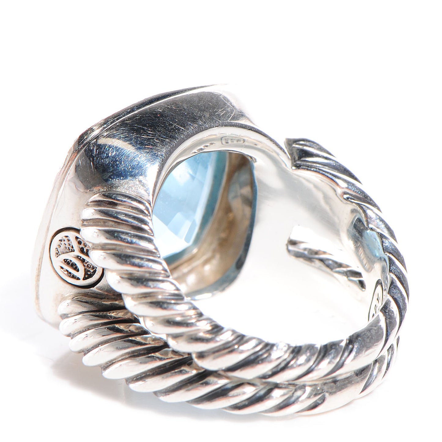 Sterling Silver Diamond Blue Topaz 14mm Albion Ring 52 6