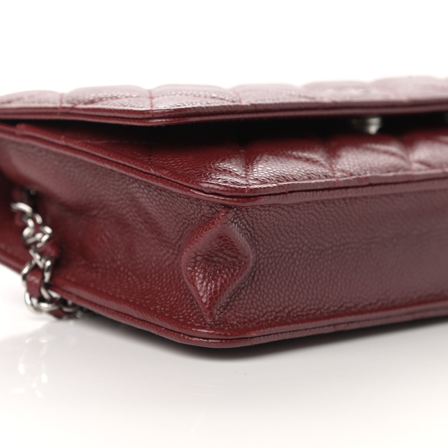 Caviar Quilted Wallet on Chain WOC Burgundy
