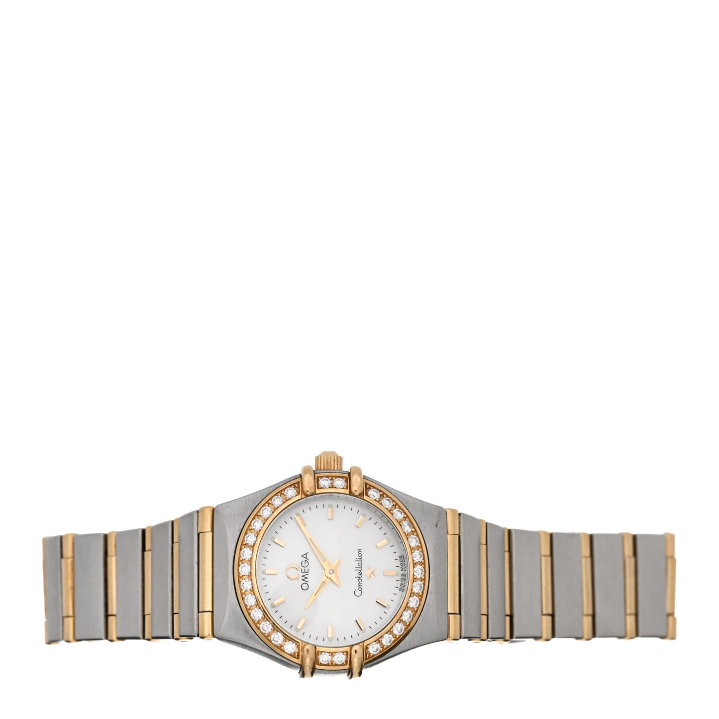 Stainless Steel 18K Yellow Gold Diamond Bezel Mother of Pearl 22mm Constellation Quartz Watch 1267.70.00