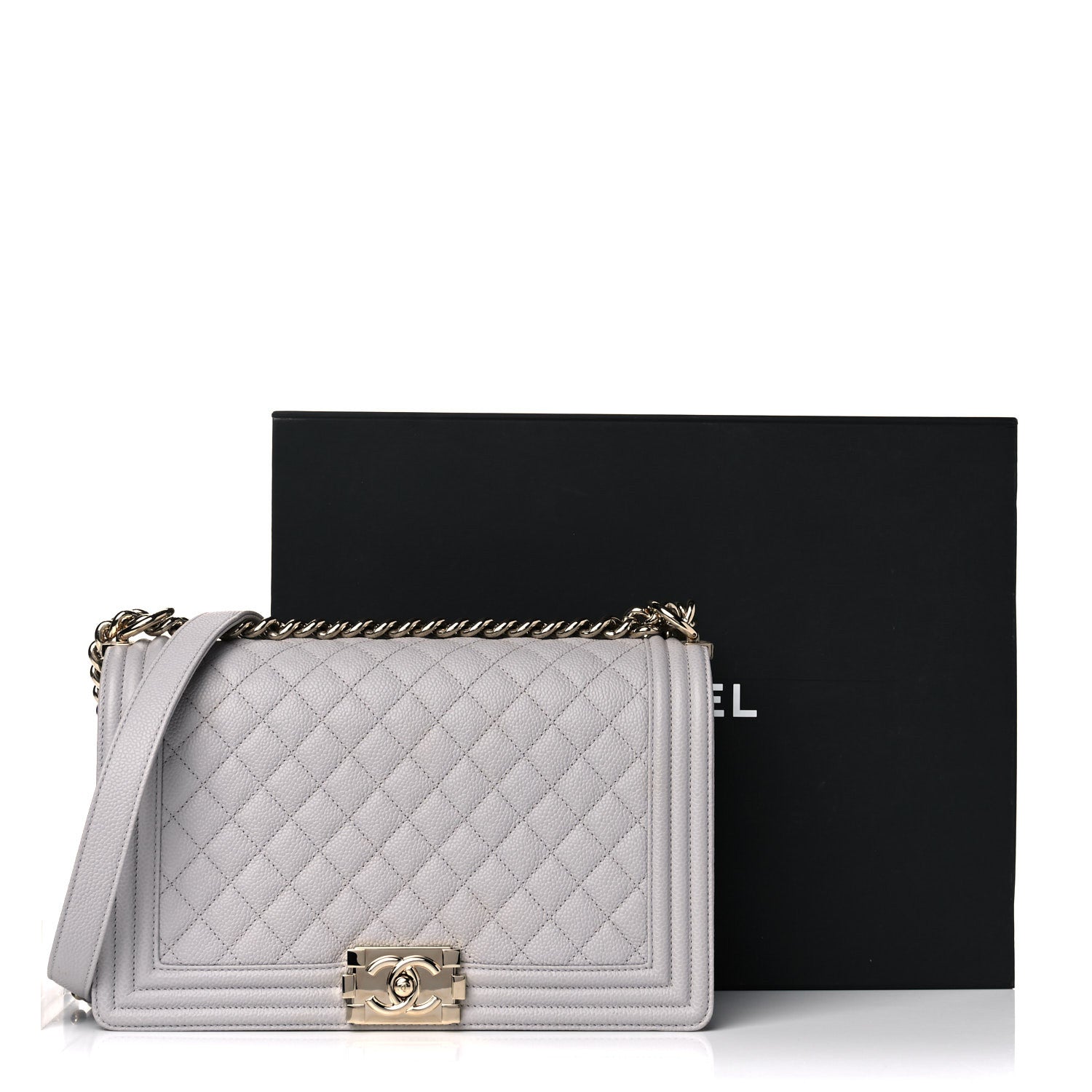 Chanel Caviar Quilted New Medium Boy Flap Grey 13 of 13