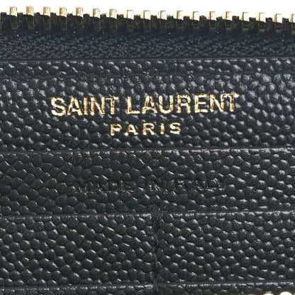 Saint Laurent Grain De Poudre Matelasse Chevron Monogram Zip Around Wallet Black 6 of 7