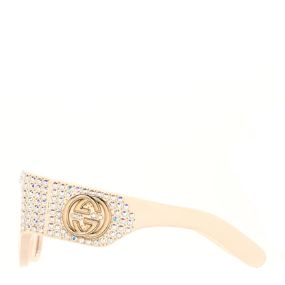 Gucci Acetate Crystal Oversize Hollywood Forever Sunglasses GG0144S Ivory 3 of 8