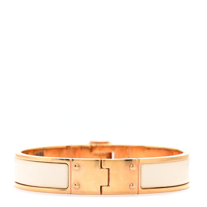 Hermes Enamel Charniere Uni Narrow Hinged Bracelet S Craie 3 of 5