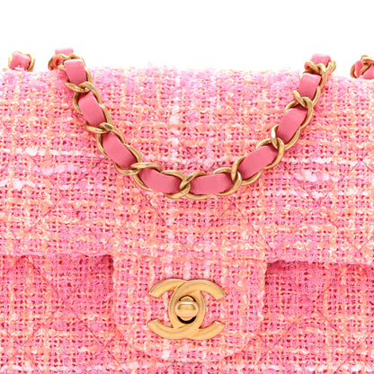 Chanel Tweed Quilted Mini Rectangular Flap Pink Orange White 8 of 11