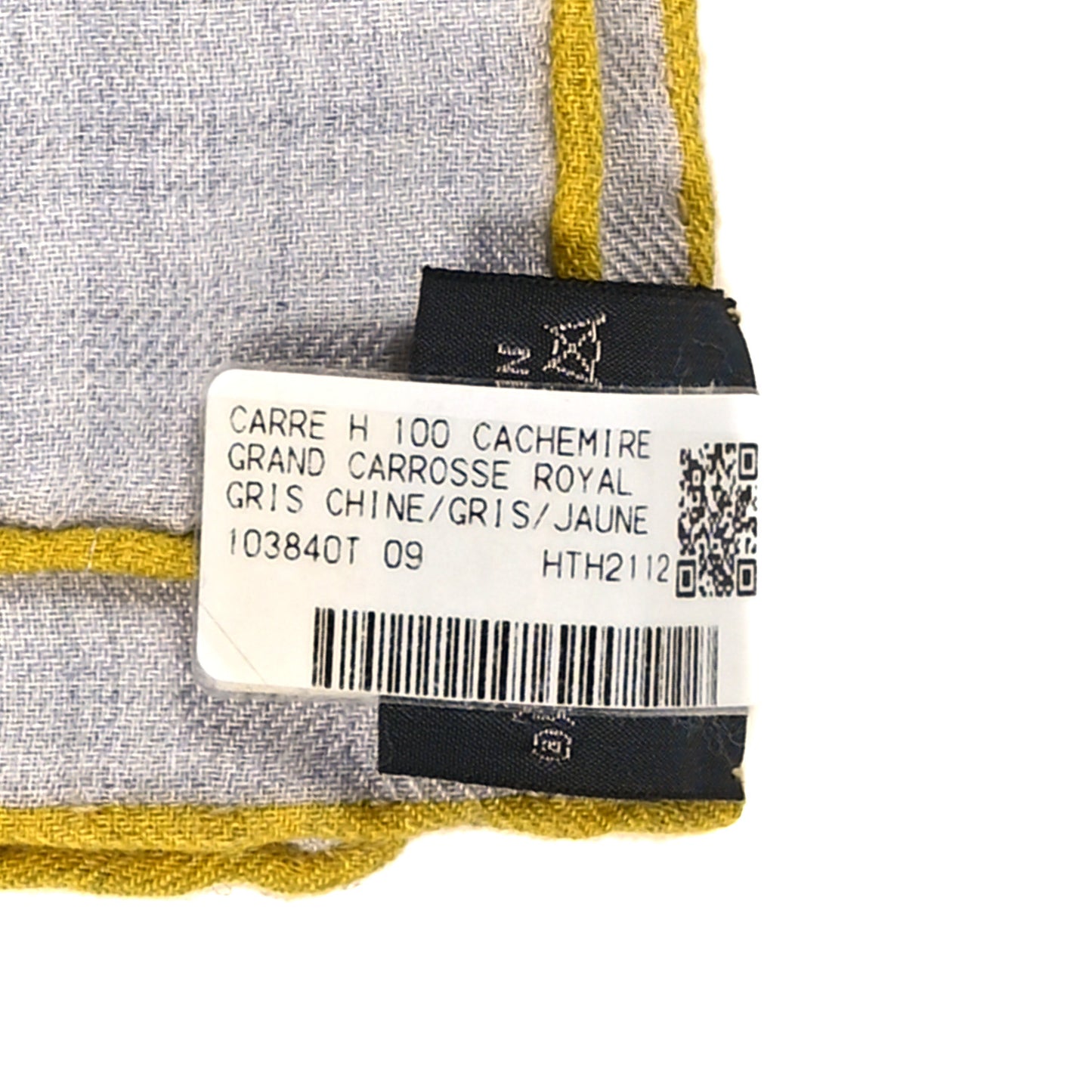 Cashmere Silk Grand Carrosse Royal Scarf 100 Gris Chine Gris Jaune