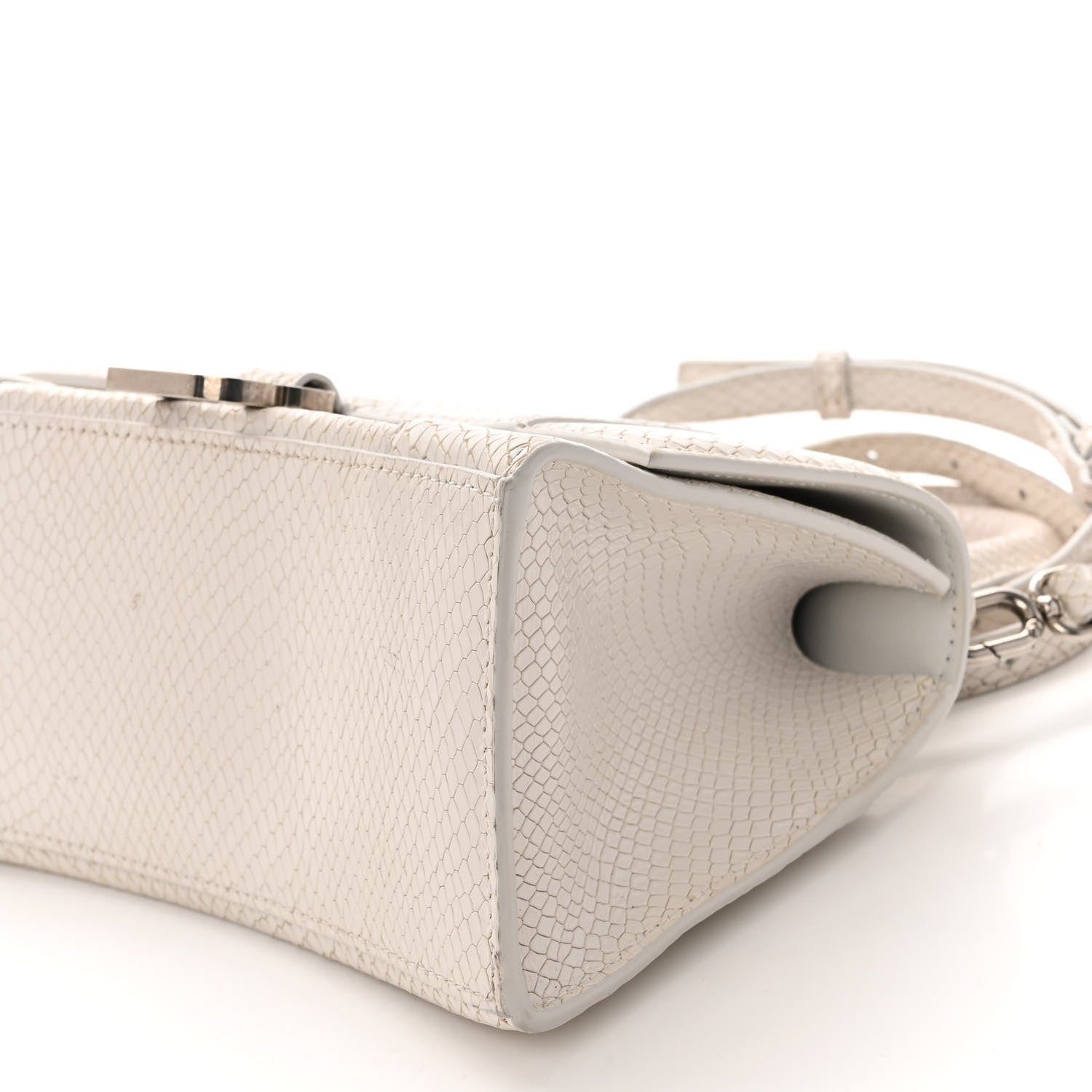 Balenciaga Calfskin Snake Embossed Small Hourglass Top Handle Bag White 9 of 9