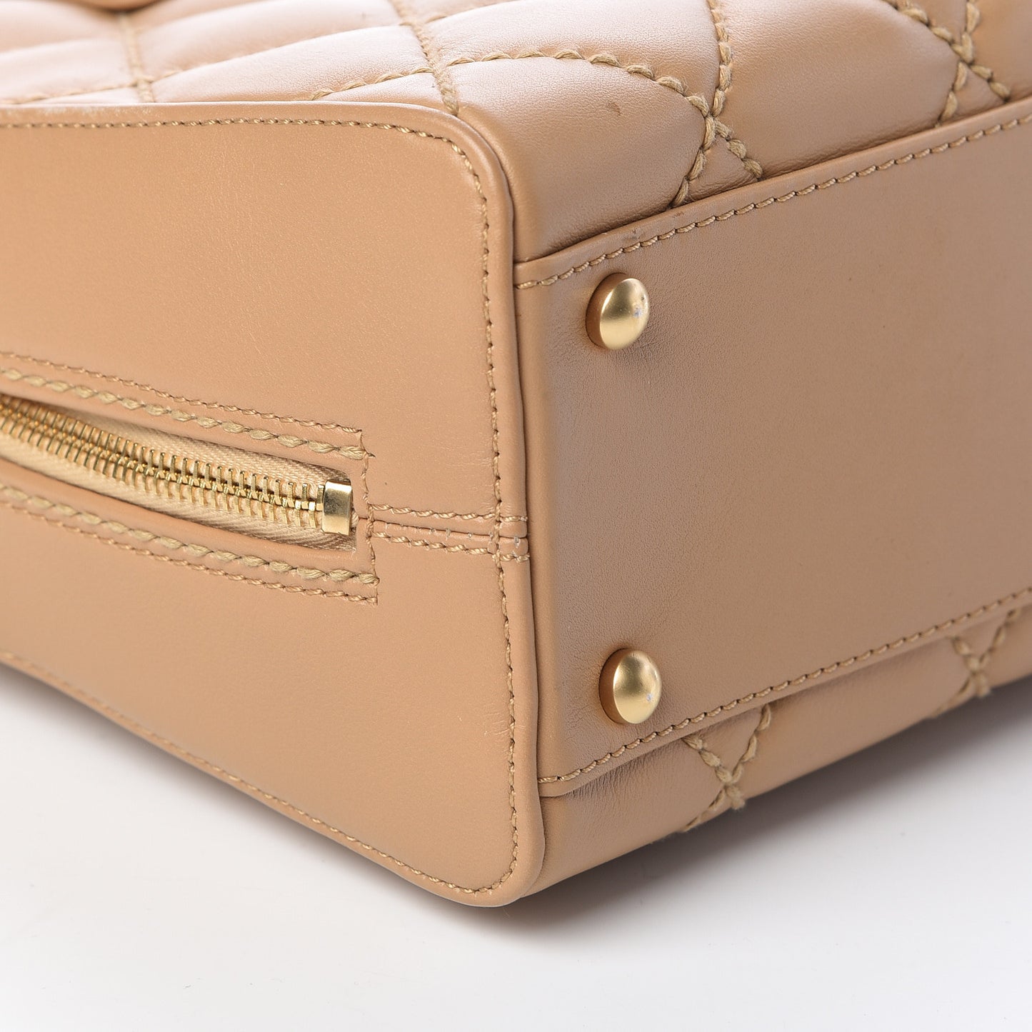 Calfskin Stitch Surpique Bowler Beige
