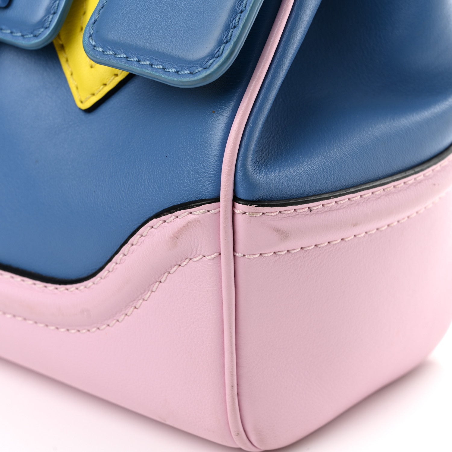 Versace Calfskin Medium Palazzo Empire Bag Blue Pink Yellow 16 of 17