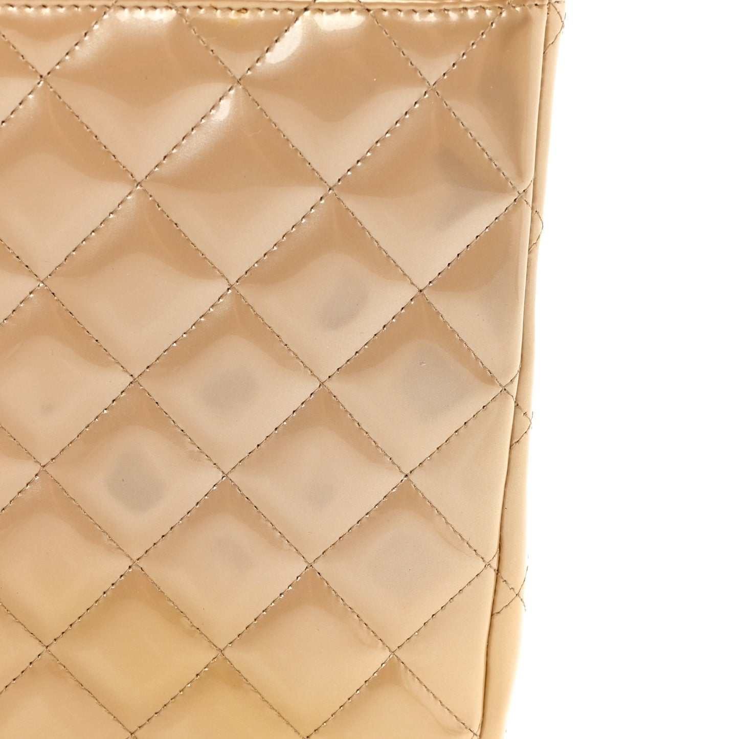 Metallic Patent Quilted Maxi Single Flap Beige
