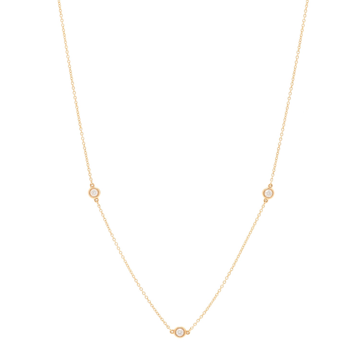Tiffany 18K Rose Gold Diamond .21ctw Elsa Peretti Diamonds by the Yard Three Station Necklace 1 of 4