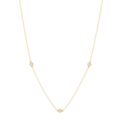 Tiffany 18K Rose Gold Diamond .21ctw Elsa Peretti Diamonds by the Yard Three Station Necklace 1 of 4