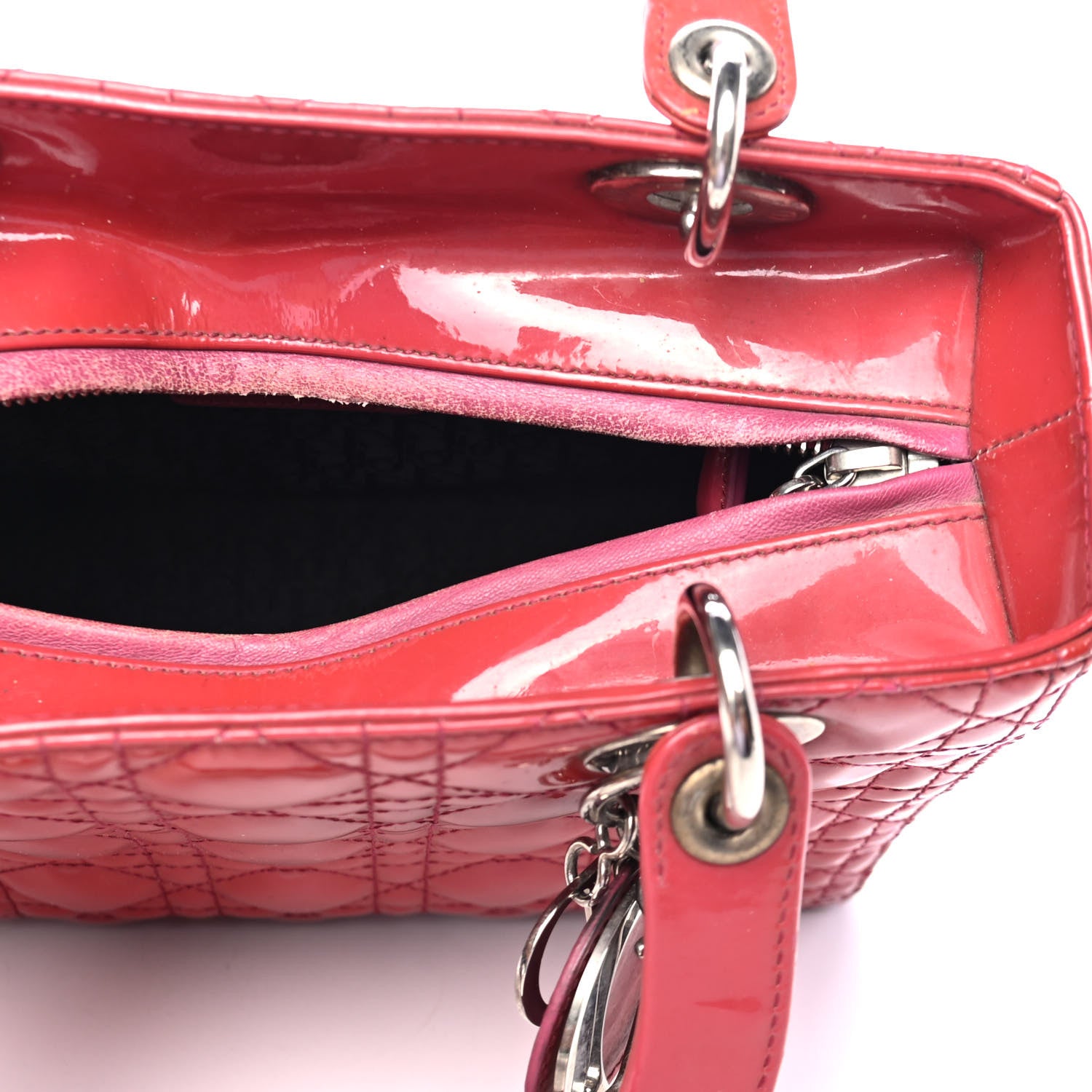 Christian Dior Patent Cannage Medium Lady Dior Dark Pink 4 of 5