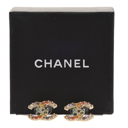 Chanel Crystal Over The Rainbow CC Earrings Gold Multicolor 5 of 5